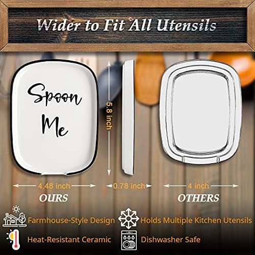 Ceramic Spoon Rest for Stove Top, Large Spoon Holder for Kitchen