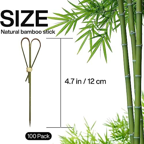 100 Pcs Bamboo Cocktail Picks Toothpicks for Appetizers, 4.7 Inch Cyan