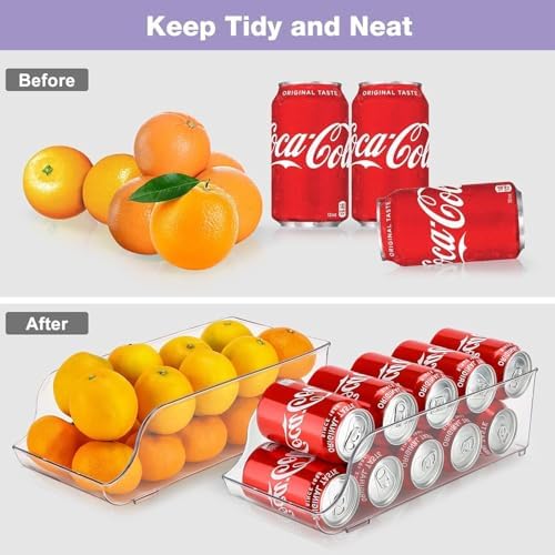 Clear Stackable Fridge Can Organizer 2-Pack PET Beverage Holder &
