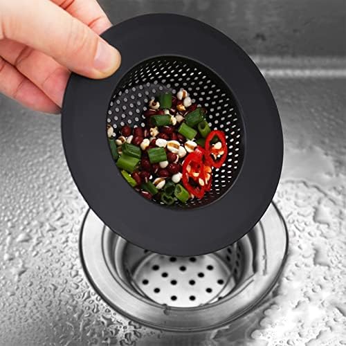2 Pcs Black Stainless Steel Mesh Sink Drain Strainer, 4.5" Top / 3"