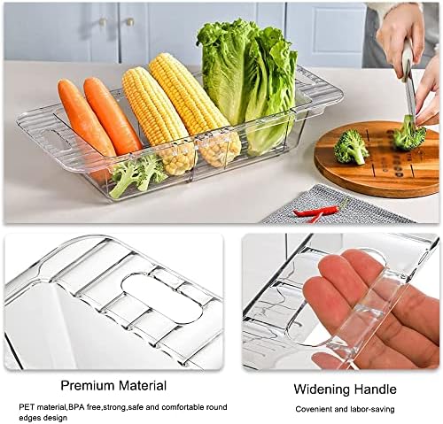 2 Pack Over the Sink Colander Strainer Basket, Expandable Plastic