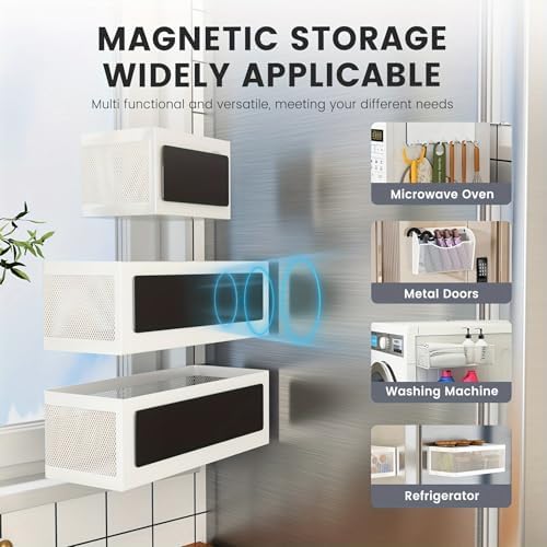 1 Pcs Magnetic Shelf For Fridge, Black, 11''L*4.9''W*3.9''H