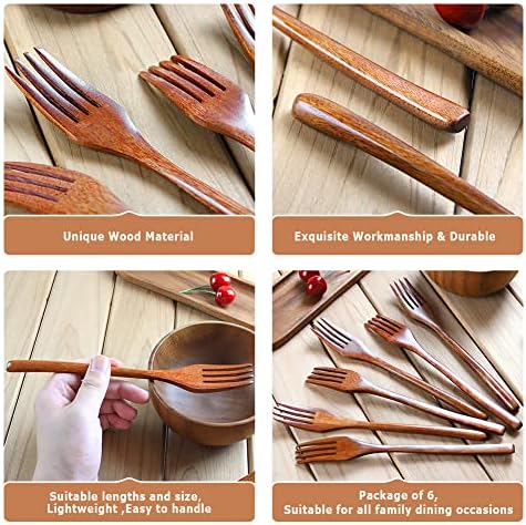 Wooden Forks, AOOSY 6 Pcs Eco-friendly Japanese Wood Salad Dinner