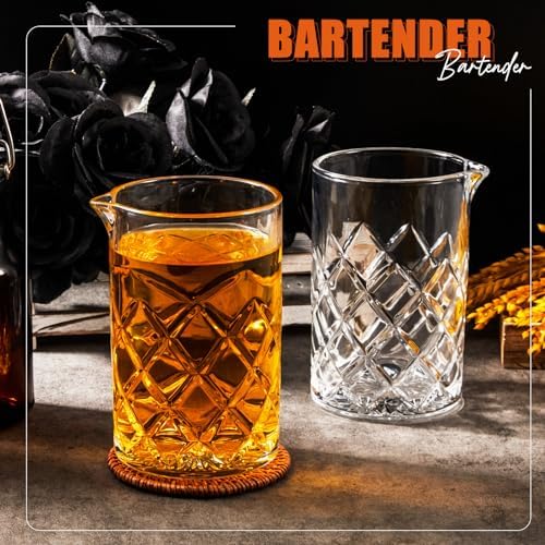 Dandat 4 Pcs 24 oz Cocktail Mixing Glass Thick Base Stirring Glass
