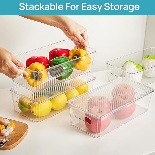 Vtopmart 2pcs Clear Stackable Storage Bins with Lids