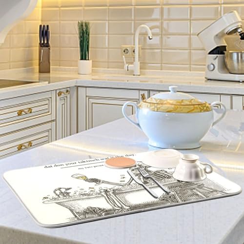 OTVEE Bathtub Wine Enjoyment Dish Drying Mat for Kitchen Counter