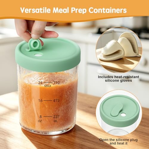 24oz Glass Soup Freezer Containers, 4 Pack