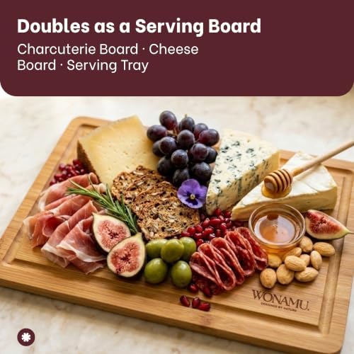 WONAMU Small Bamboo Cutting Board Non Toxic Lightweight & Durable