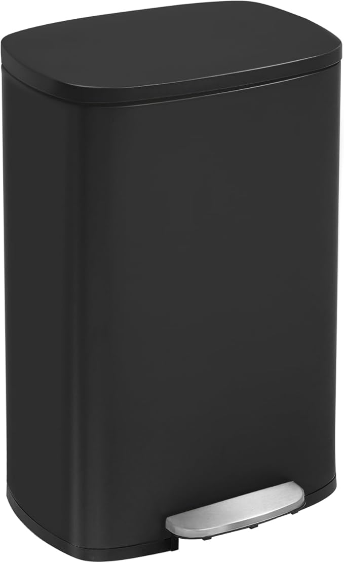 Kitchen Trash Can with Lid for Office Bedroom Bathroom Step Trash Bin by FDW