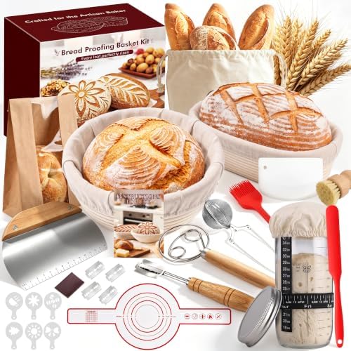 Sourdough Starter Kit, Rattan Banneton Baskets
