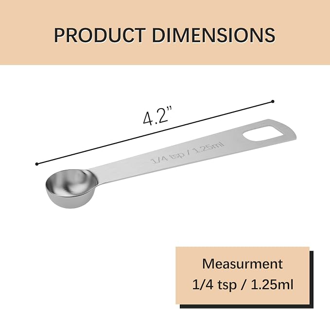 2PCS 1/4tsp Single Measuring Spoon, Stainless Steel Individual Teaspoons Only - Image 2