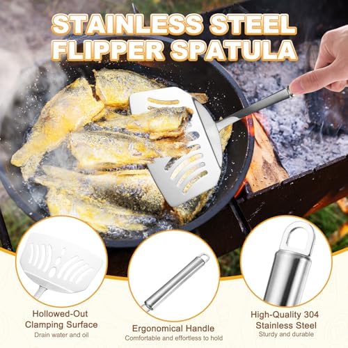 M METERXITY Fish Spatula, 11.8 Inch 304 Stainless Steel Anti-Scald