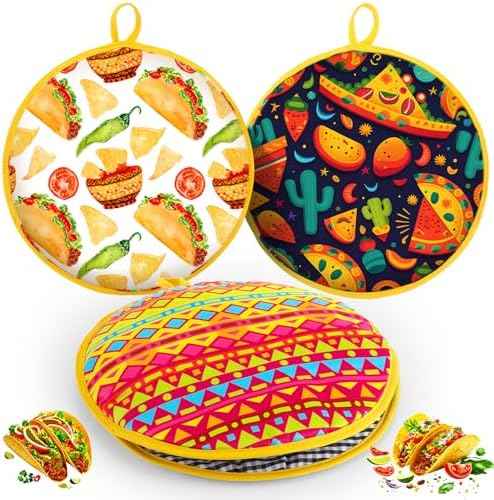 LemonRoad 3 Pcs Tortilla Warmer Pouch 12 Inch Microwaveable &