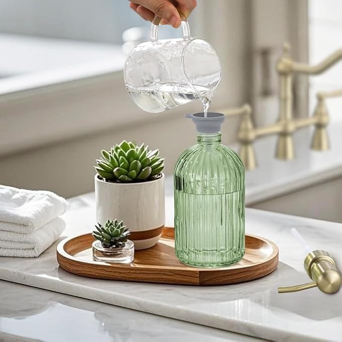 16Oz Green Glass Soap Dispenser - Image 3