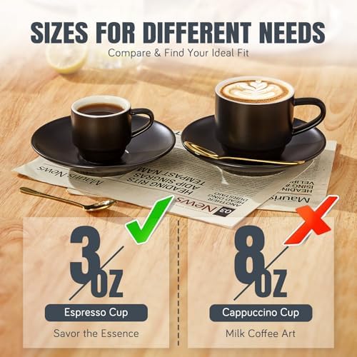 Lareina 3-Ounce Espresso Cups Set of 4, Small Stackable Coffee Cups