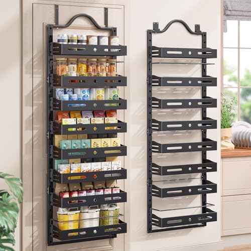 8-Tier Pantry Door Organizer, Large 2 IN 1 Wall Mount or Over The Door