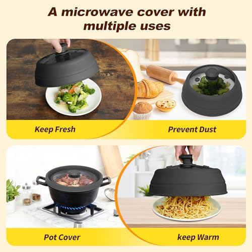 Microwave Splatter Cover, Vented Silicone & Glass Anti-Splatter Lid