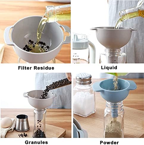 WAFJAMF 3 Pack Plastic Kitchen Funnels with Handle, Detachable