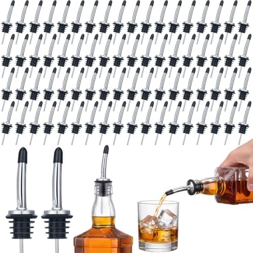 Chengu 72 Pcs Metal Pour Spout for Liquor Bottles, Silver