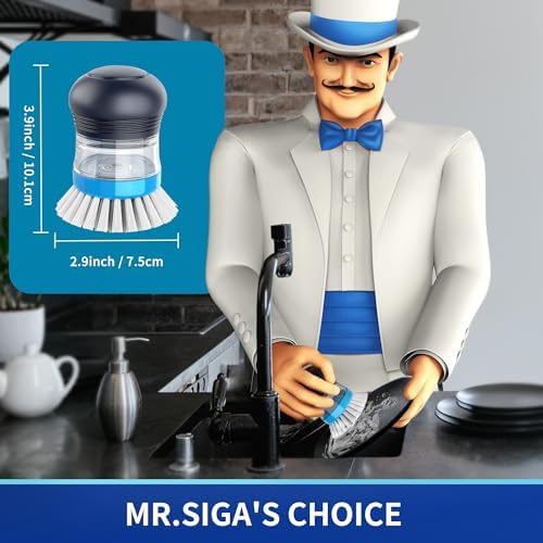 MR.SIGA Soap Dispensing Palm Brush, 1 Pack, Navy/Blue