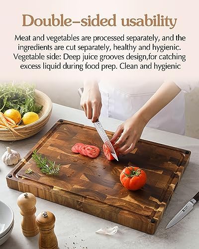 XINZUO Large Thick End Grain Acacia Wood Cutting Board