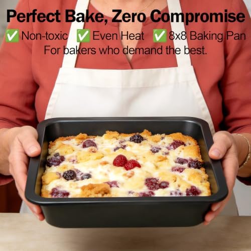8x8 Baking Pan Set of 2, Square Cake Pan with 60 PCS Parchment Paper