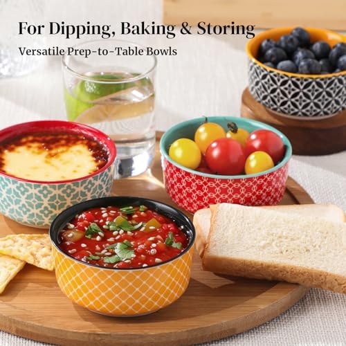 DOWAN Dipping Bowls with Lids, Ceramic Condiment Sauce Cups, 4 oz