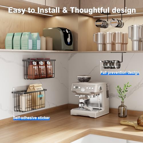 Mustorn 4 Pack Adhesive Cabinet Door Organizer, Lid Organizers Inside