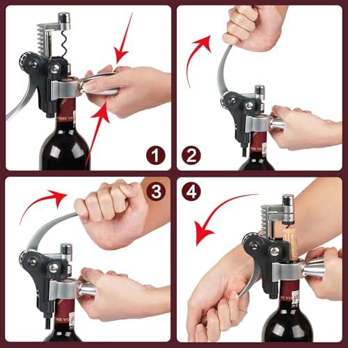 9-Pieces Corkscrew Wine Opener Set, Stainless Steel Cork Screw Rabbit