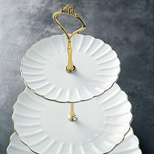 Sweejar 3 Tier Ceramic Cake Stand Wedding, Dessert Cupcake Stand for