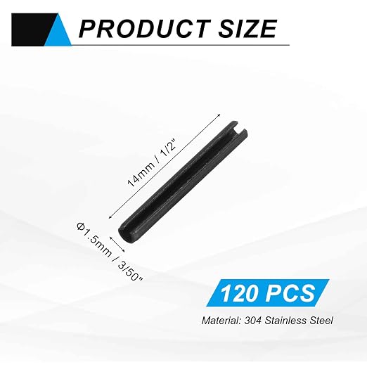 MECCANIXITY 120Pcs Slotted Split Roll Pins 3/50 Inch Dia. 1/2 Inch Length Steel - Image 2