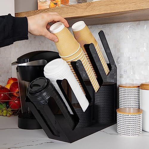Mind Reader Cup and Lid Dispenser, Black