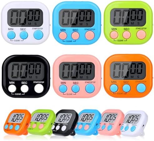 12 Pack Digital Kitchen Timers, Magnetic Countdown Timer