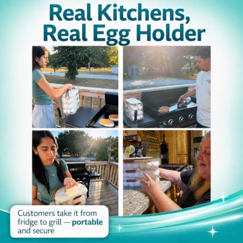 Egg Organizer for Refrigerator, 3-Tier Auto-Roll, Holds 42 Eggs