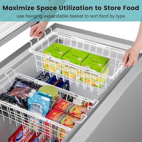 2 Pack Expandable Freezer Organizer Bins, Adjustable Wire Baskets for