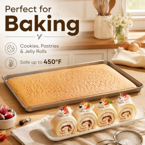 Nicunom 2 Pack Cookie Half Sheets for Baking, Nonstick Baking Sheet