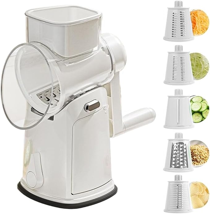 Rotary Cheese Grater Hand Crank, 10-Blade Shredder by Unknown