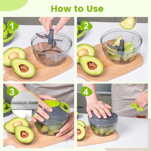 Manual Food Processor & Vegetable Chopper, Hand Pull String Garlic