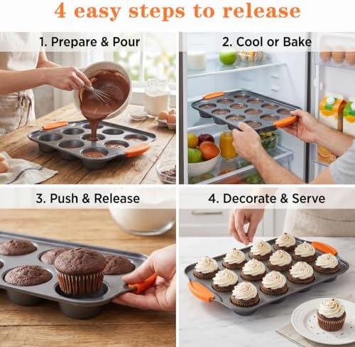 3 Pack Mini Cheesecake Pan, 12-Cup Nonstick Carbon Steel