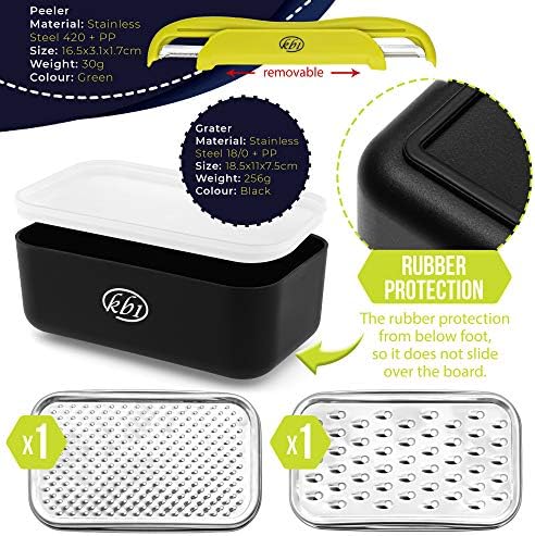Cheese Grater with Container and Lid, Peeler Set