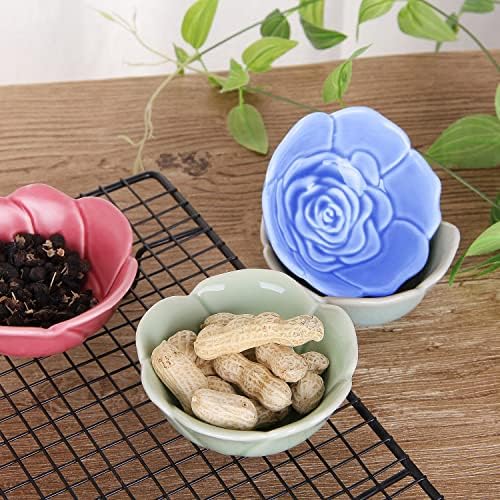 VanEnjoy 4 pcs Colorful Glaze Flower Pattern Ceramic Soy Sauce Dipping