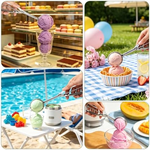 Ice Cream Scoop Set of 3, Stainless Steel Cookie Scooper for Baking