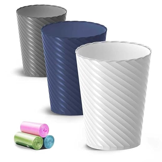 Lysam Bathroom Trash Can, 3 Pack 1.8 Gallons Small Trash Can by Lysam