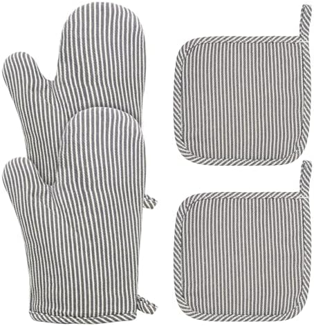 Oven Mitt and Pot Holder Set, 4 Pcs, Heat Resistant