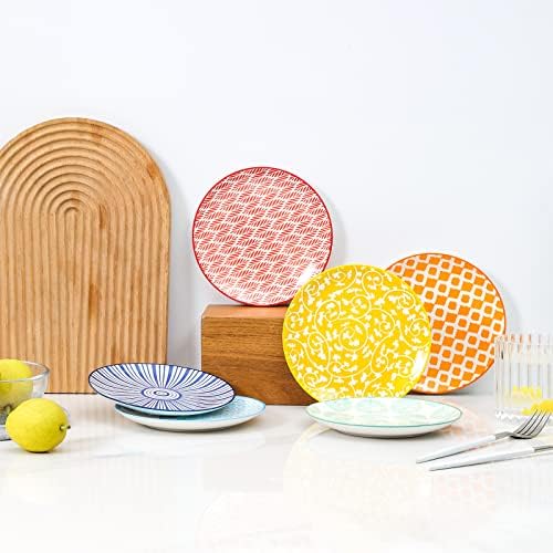 Selamica Ceramic Dessert Plates Set of 6, 6 Inch Small Plates for