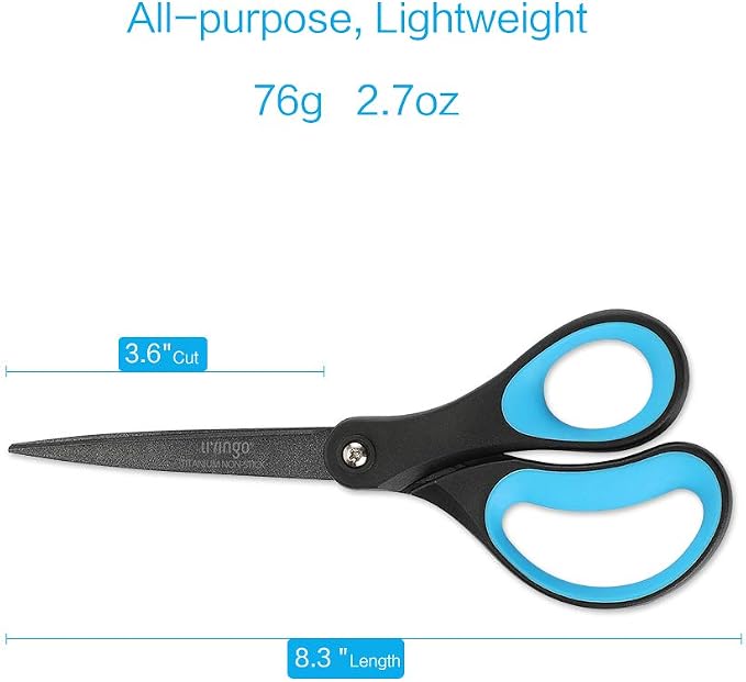 LIVINGO 2 Pack 8" Titanium Non-Stick Scissors, Professional Stainless Steel - Image 2