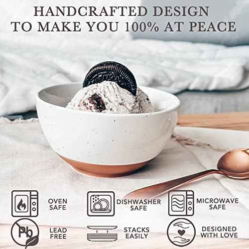 Mora Ceramic Small Dessert Bowls - 16oz, Set of 6 - Microwave, Oven