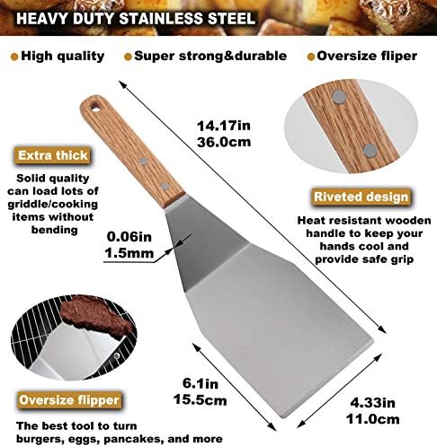 ROMANTICIST 8pc Professional Stainless Griddle Accessories Kit