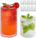 Vintage Hobnail Drinking Glasses Set of 8, Clear 16 oz Highball