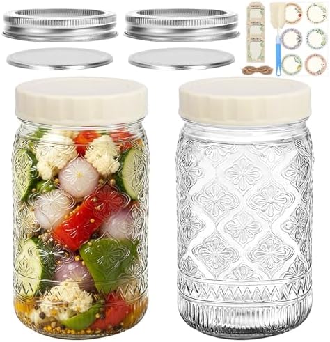 32oz Wide Mouth Mason Jars, 2-Pack with Lids
